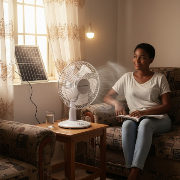 Solar Rechargeable Table Fan with Remote & LED Light